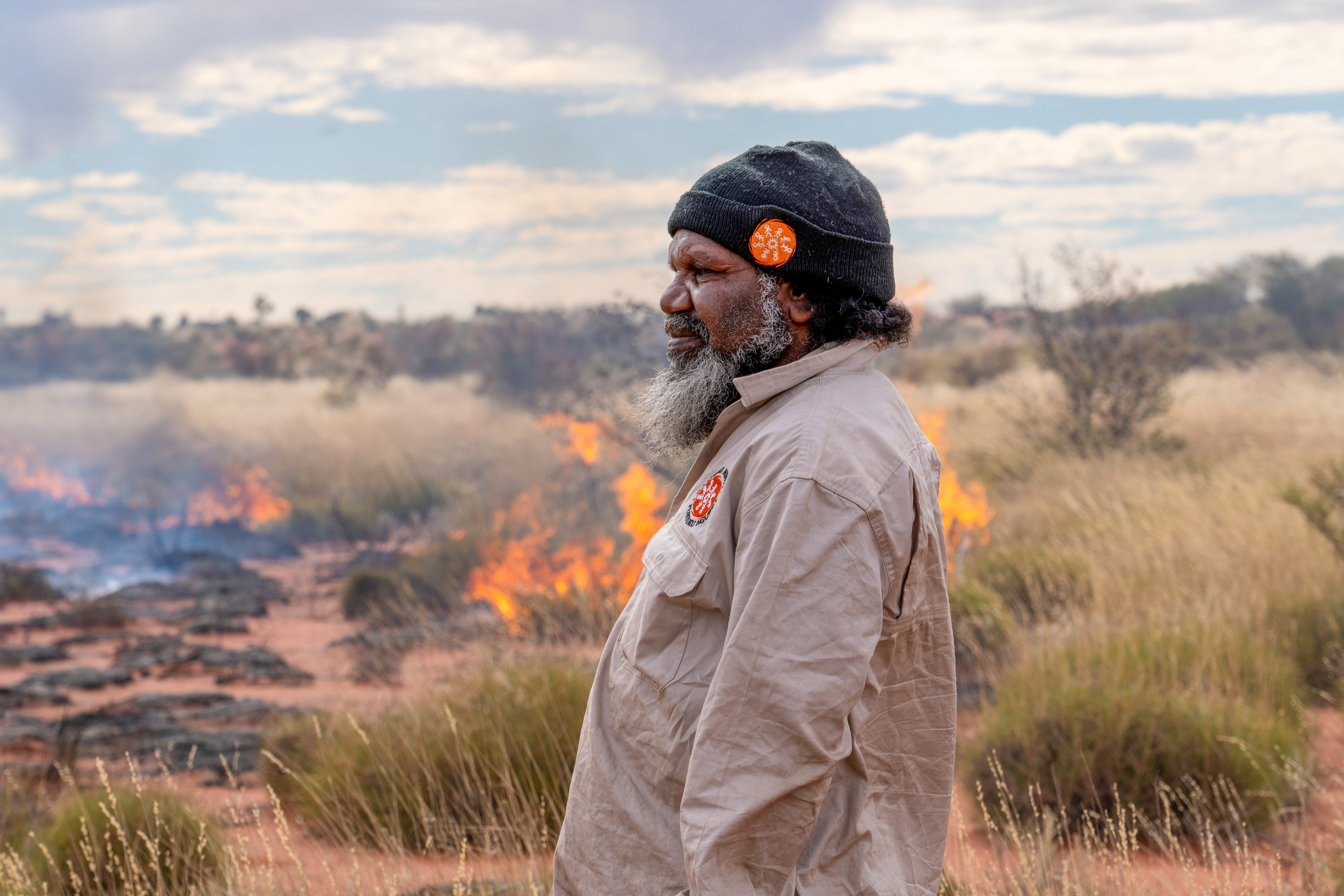 Kanyirninpa Jukurrpa Ranger conducting a traditional cool burn.