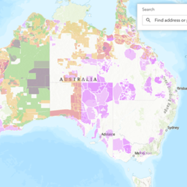 map of Australia showing different layers of land rights