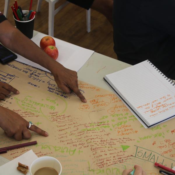 people working in a group to create a plan