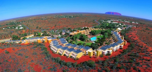 Aerial shot of the Ayers Rock resort