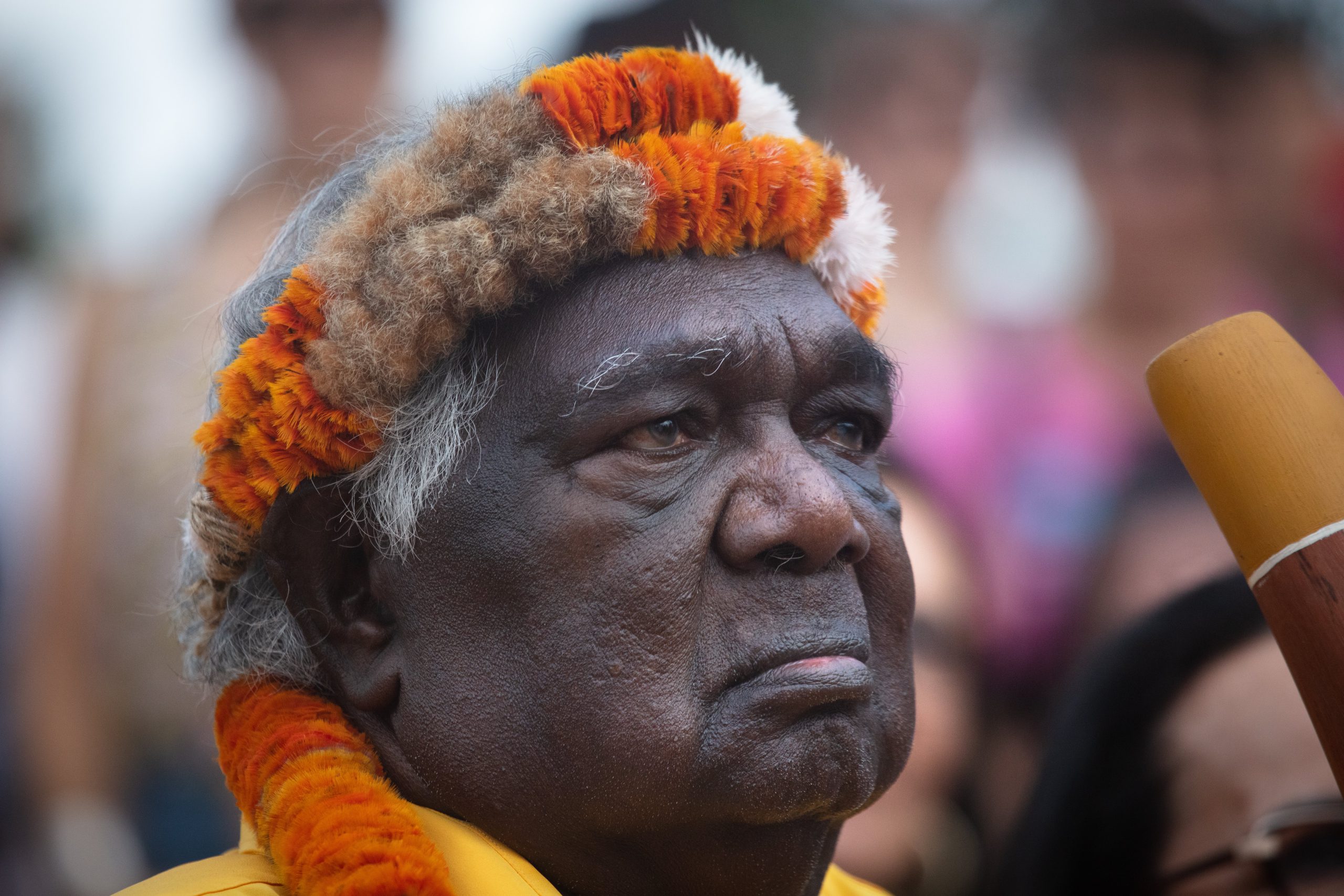 Yolŋu Elder, Yunupingu at the opening of Garma 2022 Image by Melanie Faith Dove, Yothu Yindi Foundation