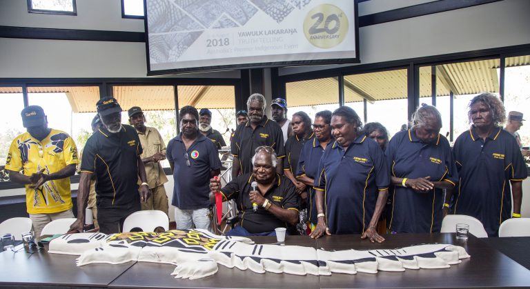 With family at the 2018 Garma Festival. Image by Melanie Faith, Yothu Yindi Foundation