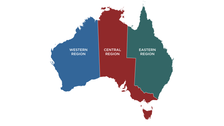 Map of Australia showing the ILSC regions