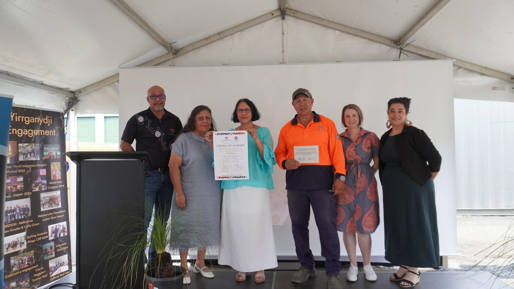 L-R: ILSC GCEO Joe Morrison, DWAC's Bronwyn Singleton, Lyndal Singleton, Shane Singleton, ILSC's Kat Morton and Nyaree Mewett